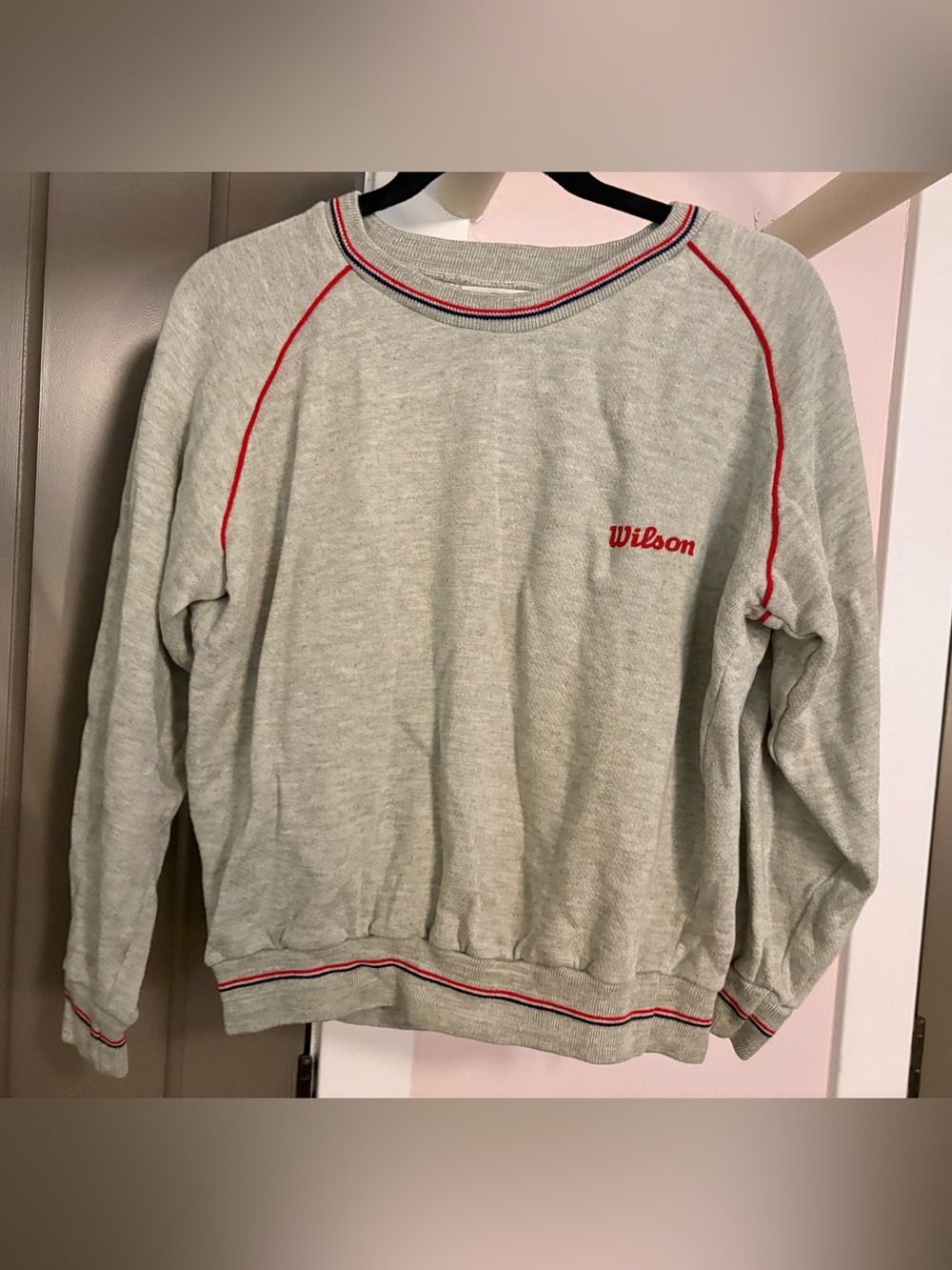 Wilson Light Gray Crewneck Sweatshirt with Red Trim